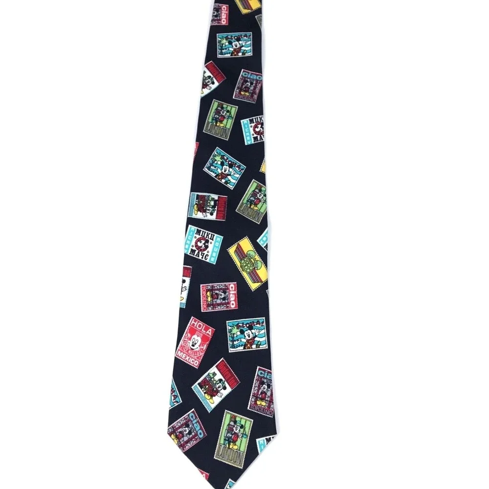 Balancine The Tie Works Disney Mickey Mouse Stamps 100% Silk Tie Novelty Necktie